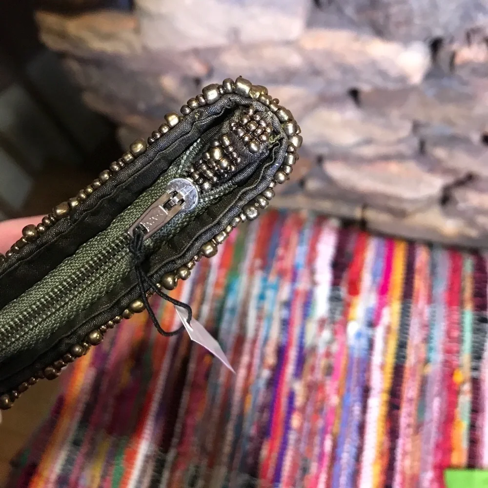 Beaded Bronze and Blue Wristlet